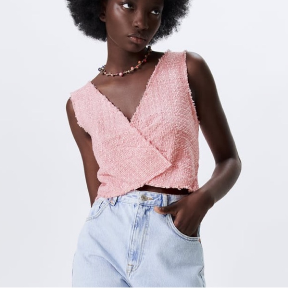 Zara textured weave cropped top